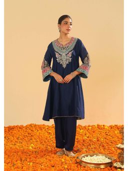 Sheetal Batra - Mehrish Dark Blue Short Kalidaar Kurta with Salwar