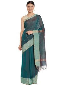 Fabindia - Cotton Silk Woven Sari (Green)