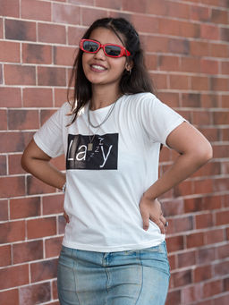 TeenTrums - Girls Lazzzzy Graphic Tee White