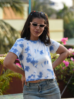 TeenTrums - Girls Cotton Tie & Dye Crop Top White