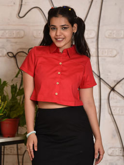 TeenTrums - Girls Woven Shirt Style Top Red