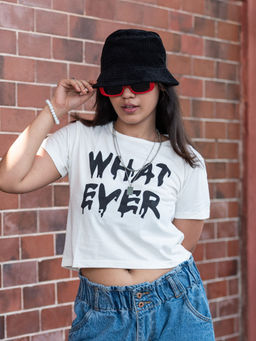 TeenTrums - Girls Crop Tee What Ever White