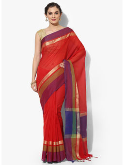Banarasi Silk Works - Red Art Silk Saree with Unstitched Blouse