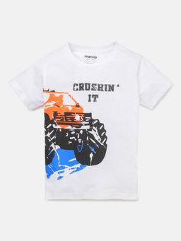 mackly - Boys Printed White T-Shirt