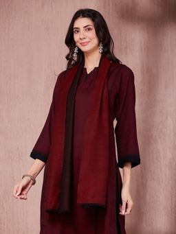 Fabindia - Maroon Wool Woven Muffler