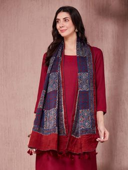 Fabindia - Indigo Wool Blend Ajrakh Stole