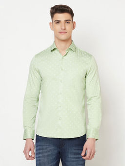 CRIMSOUNE CLUB - Mens Green Printed Shirt