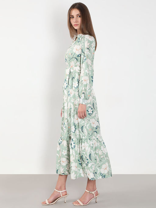 green emerald velvet dress VERO MODA Green Printed Shirt Dress main image 1