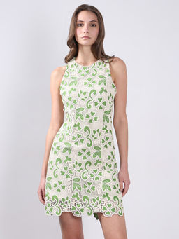 VERO MODA - Women Green Embroidered Mini Dress