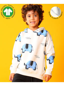 ANTHRILO - Elephant Safari Fleece Hoodie Off White