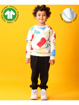 ANTHRILO - Off White Block Builder Black Fleece Sweatshirt and Joggers