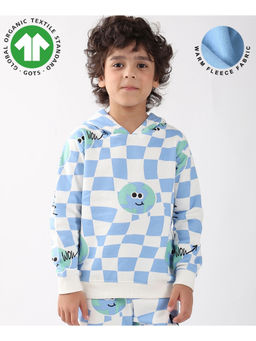 ANTHRILO - Globe Check Boys Fleece Hoodie - Blue