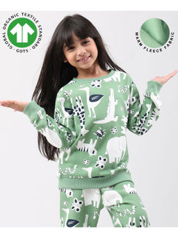 ANTHRILO - Animal Green Fleece Girls Sweatshirt