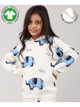 ANTHRILO - Elephant Safari Girls Fleece Hoodie Off White