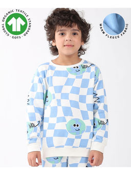 ANTHRILO - Globe Check Boys Fleece Sweatshirt - Blue