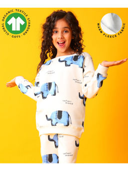 ANTHRILO - Elephant Safari Girls Fleece Sweatshirt -Off White