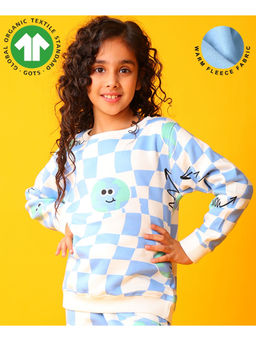 ANTHRILO - Globe Check Girls Fleece Sweatshirt - Blue
