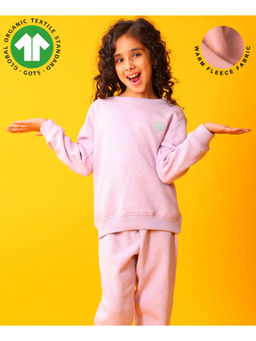 ANTHRILO - Pink Melange Girls Fleece Sweatshirt