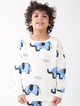 ANTHRILO - Elephant Safari Fleece Sweatshirt -Off White