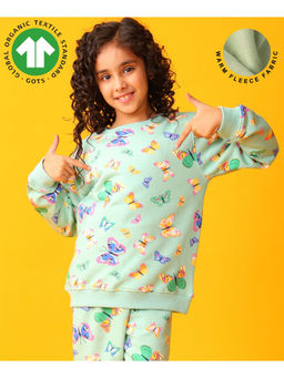 ANTHRILO - Butterfly Green Fleece Girls Sweatshirt