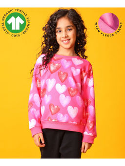ANTHRILO - Pink Hearts Fleece Girls Sweatshirt