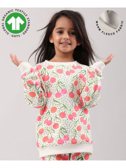 ANTHRILO - Dotted Cherry Fleece Girls Sweatshirt - Multi-Color