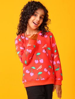 ANTHRILO - Cherry Red Fleece Girls Sweatshirt