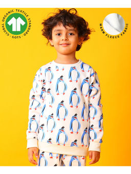 ANTHRILO - Penguin Fleece Boys Sweatshirt - Off White