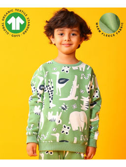 ANTHRILO - Animal Green Fleece Boys Sweatshirt - Green