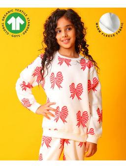 ANTHRILO - Bow Fleece Girls Sweatshirt - Off White