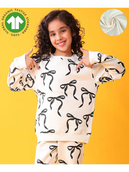 ANTHRILO - Black Bow Fleece Girls Sweatshirt - Off White