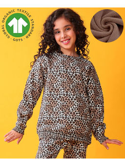 ANTHRILO - Leopard Girls Sweatshirt Fleece Sweatshirt - Brown