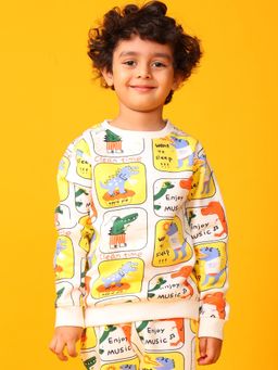 ANTHRILO - Dinosaur Stamp Fleece Boys Sweatshirt - Multi-Color