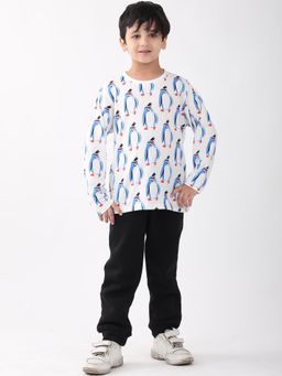 ANTHRILO - White Penguin Long Sleeve Fleece Sweatshirt and Joggers