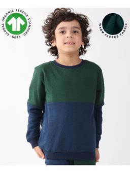 ANTHRILO - Multi-Color Colorblock Boys Fleece Sweatshirt - Navy Green