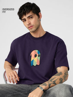 The Souled Store - Originals: Fusion Berry Men Oversized Purple T-Shirt