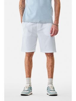 Snitch - White Textured Regular Shorts