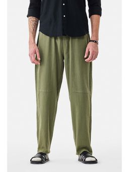 Snitch - Green Relaxed Casual Trouser for Men