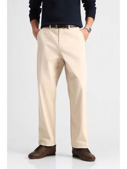 Snitch - Beige Plain Relaxed Casual Trouser for Men
