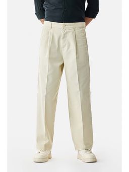 Snitch - Off White Plain Relaxed Casual Trouser for Men
