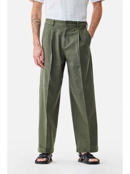 Snitch - Olive Plain Relaxed Casual Trouser for Men