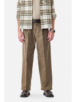 Snitch - Brown Plain Relaxed Casual Trouser for Men