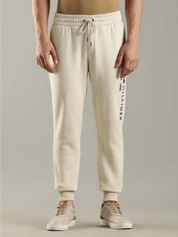 Tommy Hilfiger - Regular Fit Embroidered Logo Mid Rise Beige Joggers
