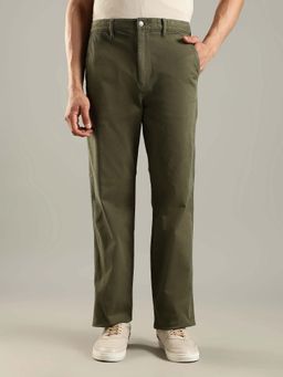 Tommy Hilfiger - Regular Fit Solid Mid Rise Olive Trouser