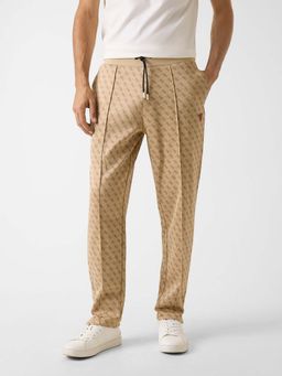 Guess - Men Beige Printed Regular Fit Track Pant
