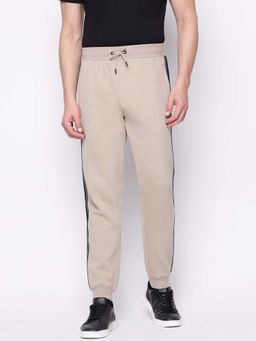 Guess - Men Beige Striped Regular Fit Joggers