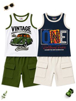 Kuchipoo - Boys Regular Fit Sleeveless T-Shirts and Shorts