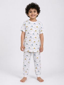 BLUSHES - 100% Cotton Printed Half Sleeves Printed T-Shirt and Joggers