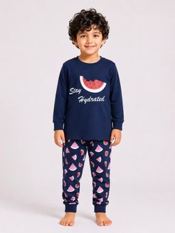 BLUSHES - 100% Cotton Printed Full Sleeves Printed T-Shirt and Joggers