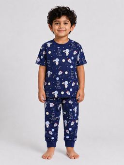 BLUSHES - 100% Cotton Printed Half Sleeves Printed T-Shirt and Joggers